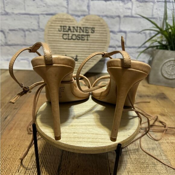 Schutz Vikki Leather Wrap Tan Heels 8 - Picture 8 of 15